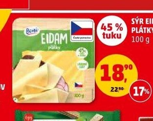 Sýr Eidam 45% plátky Boni 100g