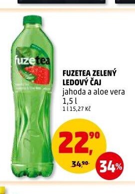 FUZETEA ZELENÝ LEDOVÝ ČAJ jahoda a aloe vera 1,5 l