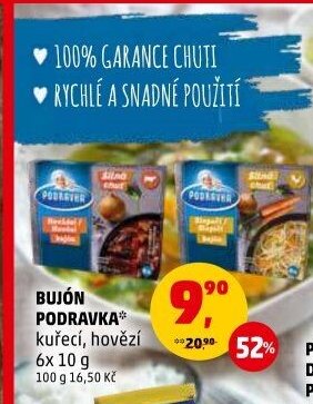 Bujón Podravka kuřecí, hovězí 6x 10 g