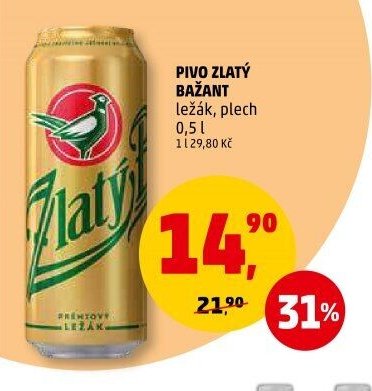 PIVO ZLATÝ BAŽANT ležák, plech 0,5 l