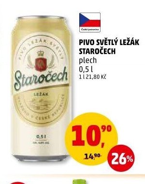 PIVO SVĚTLÝ LEŽÁK STAROČECH plech 0,5 l