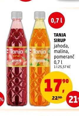 TANJA SIRUP jahoda, malina, pomeranč 0,7 l