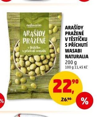 ARAŠÍDY PRAŽENÉ V TĚSTÍČKU S PŘÍCHUTÍ WASABI NATURALIA 200 g