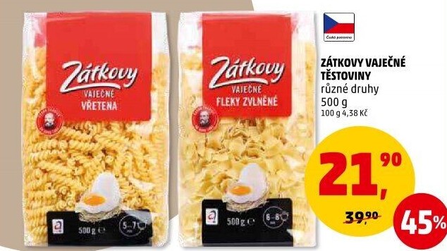 Těstoviny vaječné Zátkovy