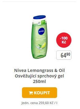 Nivea Lemongrass & Oil Osvěžující sprchový gel 250ml