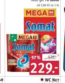 SOMAT tablety do myčky 51 ks, 60 ks, 76 ks nebo 80 ks nebo gel 76 dávek