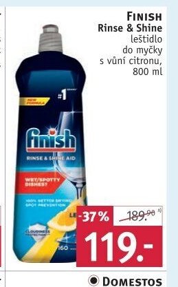 FINISH Rinse & Shine leštidlo do myčky s vůní citronu, 800 ml