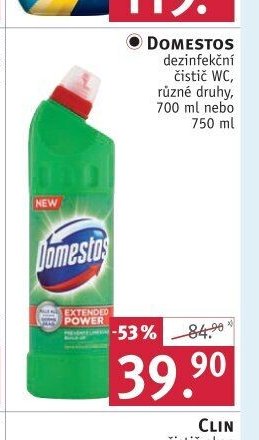 DOMESTOS dezinfekční čistič WC, různé druhy, 700 ml nebo 750 ml