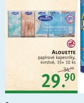 ALOUETTE papírové kapesníky, 4vrstvé, 15x 10 ks