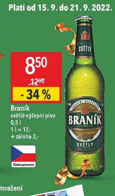 Braník světlé výčepní pivo