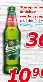 Pivo světlé výčepní 10° Smíchov Staropramen