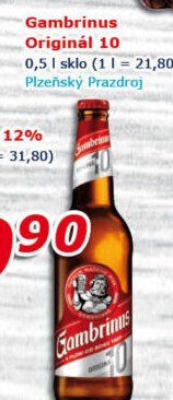 Pivo světlé výčepní Originál 10° Gambrinus