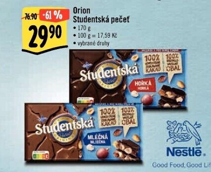 Čokoláda Studentská pečeť Orion