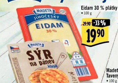 Sýr Eidam Jihočeský 30% Madeta