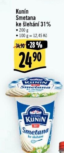 Smetana ke šlehání Kunín 31%