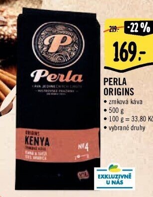 Zrnkové kávy Origins AH Perla