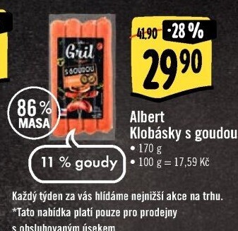Klobása s goudou Albert Gril