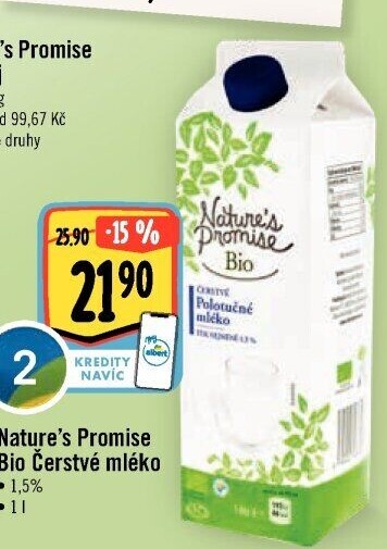 Mléko čerstvé bio Nature'