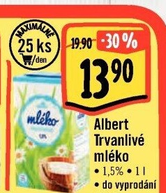 Mléko trvanlivé Albert - 1,5% polotučné