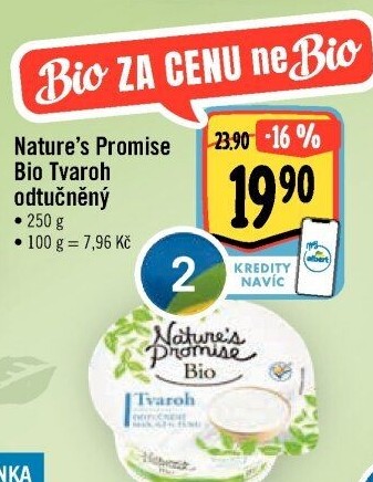Tvaroh odtučněný bio Nature'