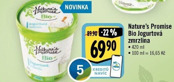 Zmrzlina jogurtová v kelímku bio Nature'