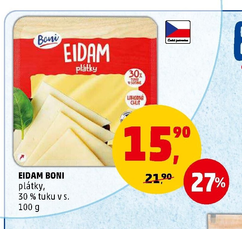 EIDAM BONI plátky, 30 % tuku v s. 100 g