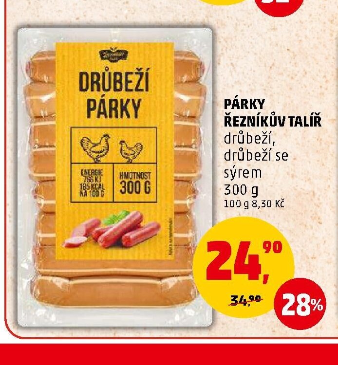 Párky Řezníkův talíř drůbeží se sýrem