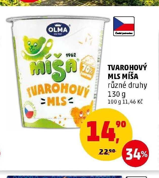 Tvarohový mls Míša různé druhy 130 g