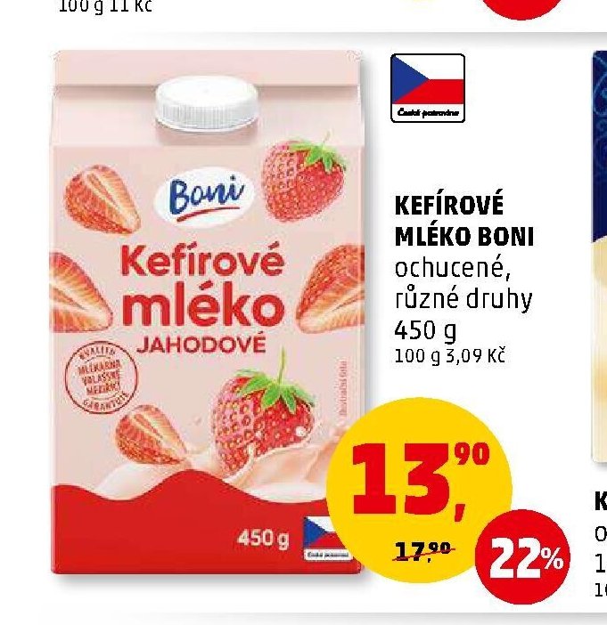 Kefírové mléko Boni ochucené, různé druhy 450 g