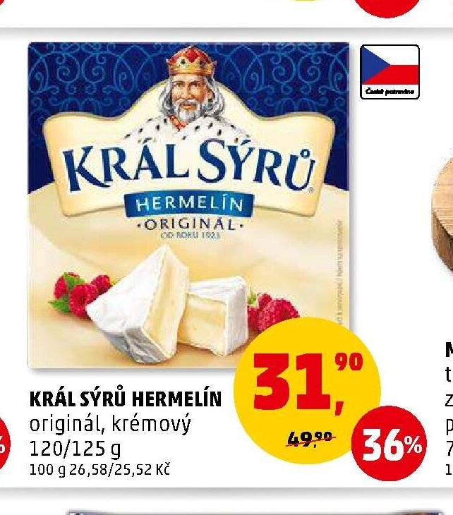 Král Sýrů Hermelín originál, krémový 120/125 g