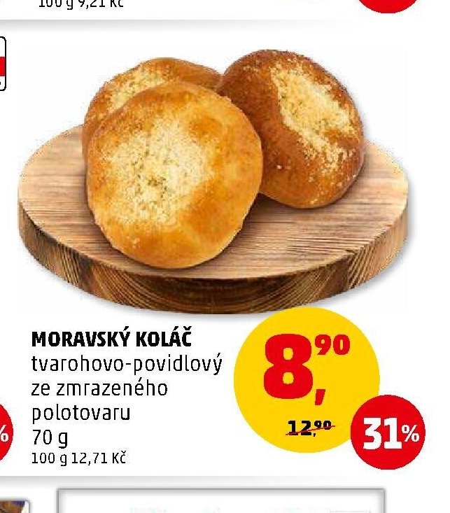 Moravský koláč tvarohovo-povidlový ze zmrazeného polotovaru 70 g