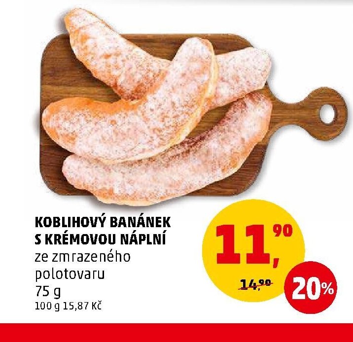 Koblihový banánek s krémovou náplní ze zmrazeného polotovaru 75 g