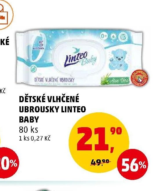 DĚTSKÉ VLHČENÉ UBROUSKY LINTEO BABY 80 ks