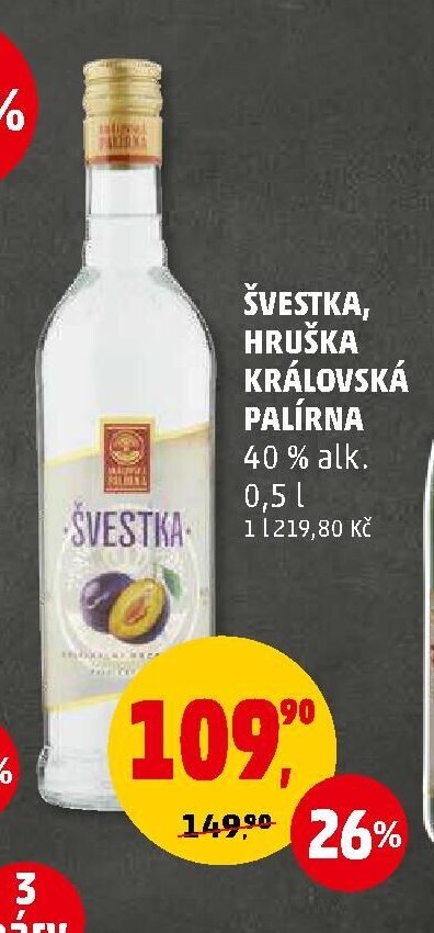 ŠVESTKA, HRUŠKA KRÁLOVSKÁ PALÍRNA 40% alk. 0,5 l