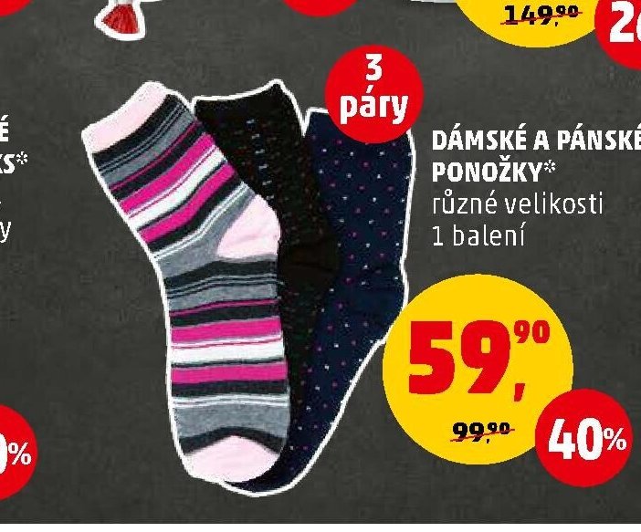 DÁMSKÉ A PÁNSKÉ PONOŽKY různé velikosti 1 balení