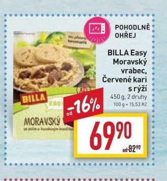 BILLA Easy Moravský vrabec, Červené kari s rýží