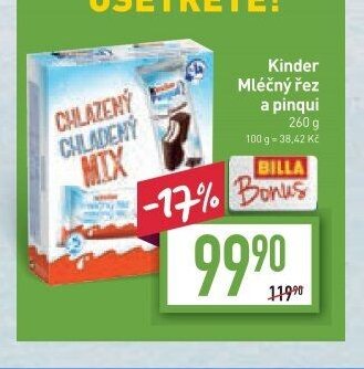 Kinder Mléčný řez a pinqui