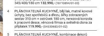 PLÁNOVATELNÁ KUCHYNĚ, bílý lak, matné kovové úchyty, bez spotřebičů a dřezu, šířky zobrazených sestav 310 cm + ostrůvek 180 cm, nerezová konzola k pracovní desce, věncová římsa a světelná clona za příplatek - Möbelix akcniletaky.com