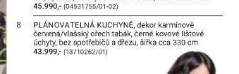 PLÁNOVATELNÁ KUCHYNĚ, dekor karmínově červená/vlašský ořech tabák, černé kovové lištové úchyty, bez spotřebičů a dřezu, šířka cca 330 cm - Möbelix akcniletaky.com