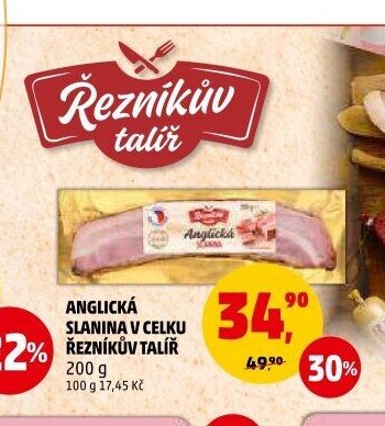 Anglická slanina v celku Řezníkův talíř
