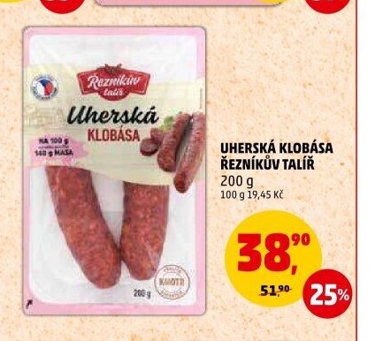 Uherská klobása Řezníkův talíř