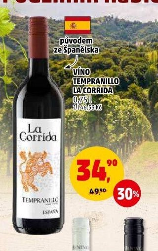 VÍNO TEMPRANILLO LA CORRIDA 0,75 l