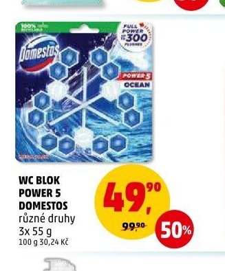WC BLOK POWER 5 DOMESTOS různé druhy 3x 55 g