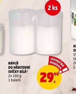 Náplň do hřbitovní svíčky bílá