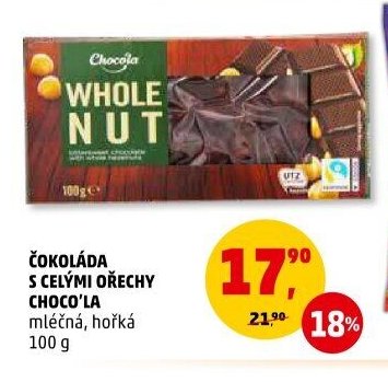 ČOKOLÁDA S CELÝMI OŘECHY CHOCO'LA