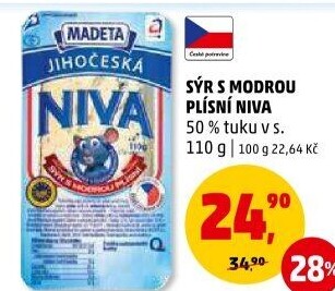 Sýr Niva Jihočeská 50% Madeta