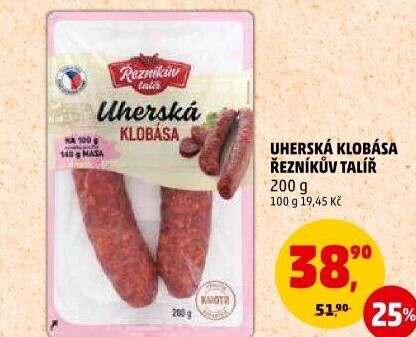 Uherská klobása Řezníkův talíř