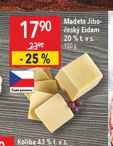 Madeta Jihočeský Eidam 20 % t. v s.