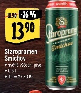 Pivo světlé výčepní 10° Smíchov Staropramen