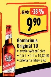Pivo světlé výčepní Originál 10° Gambrinus